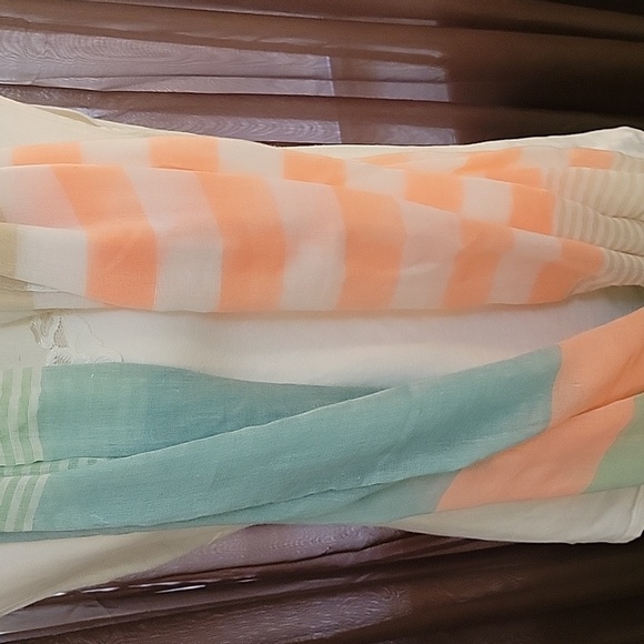 3/$20 VTG LAON FASHIONS Pastel Striped Lightweight Gauze Infinity Summer Scarf - Picture 3 of 12